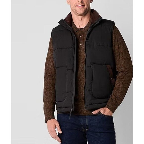 St John's Bay 4XLT Men's Quilted Cargo Full Zip Puffer Vest Signature Black. New - Picture 1 of 8